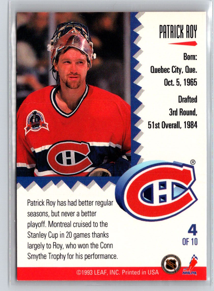 1993-94 Leaf #4 Patrick Roy Painted Warriors X32