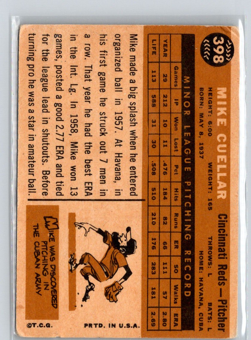 1960 Topps #398b Mike Cuellar : Gray back X34