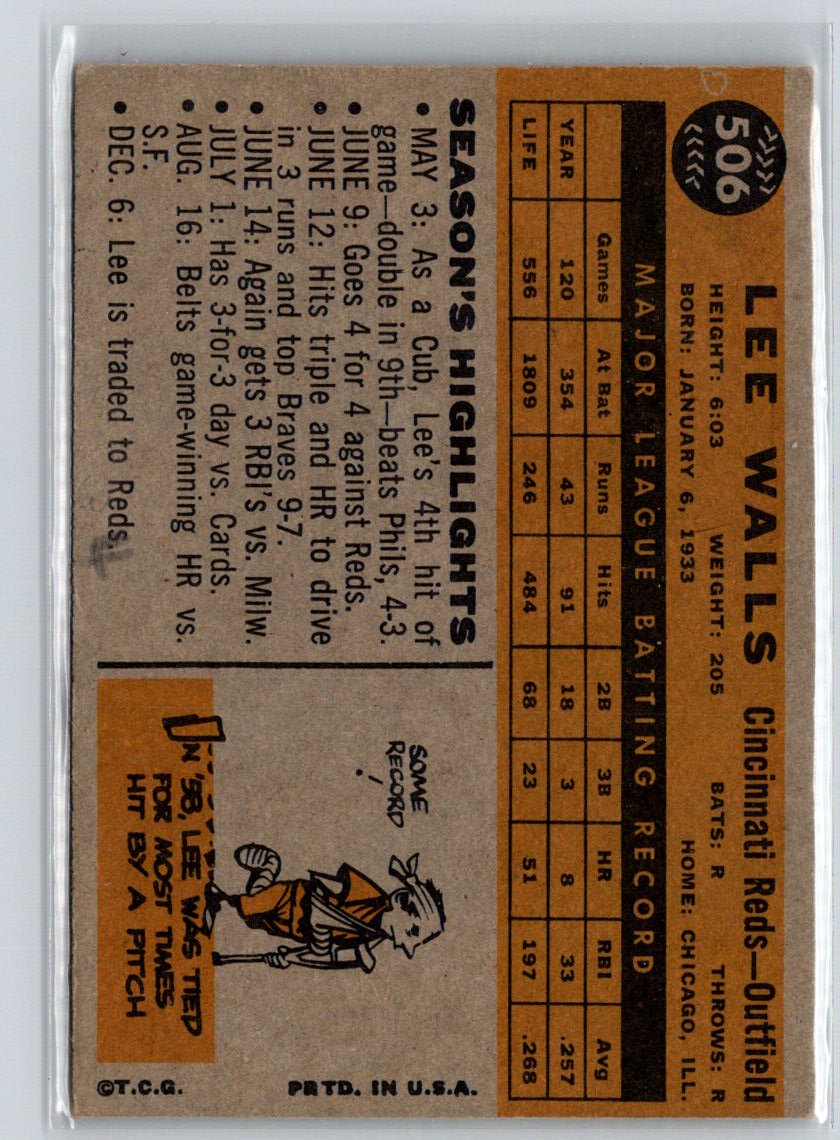 1960 Topps #506 Lee Walls X34