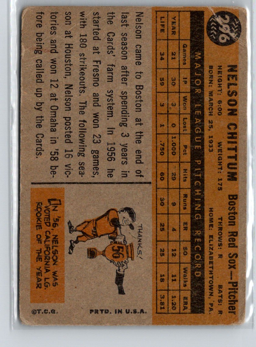 1960 Topps #296 Nelson Chittum X34