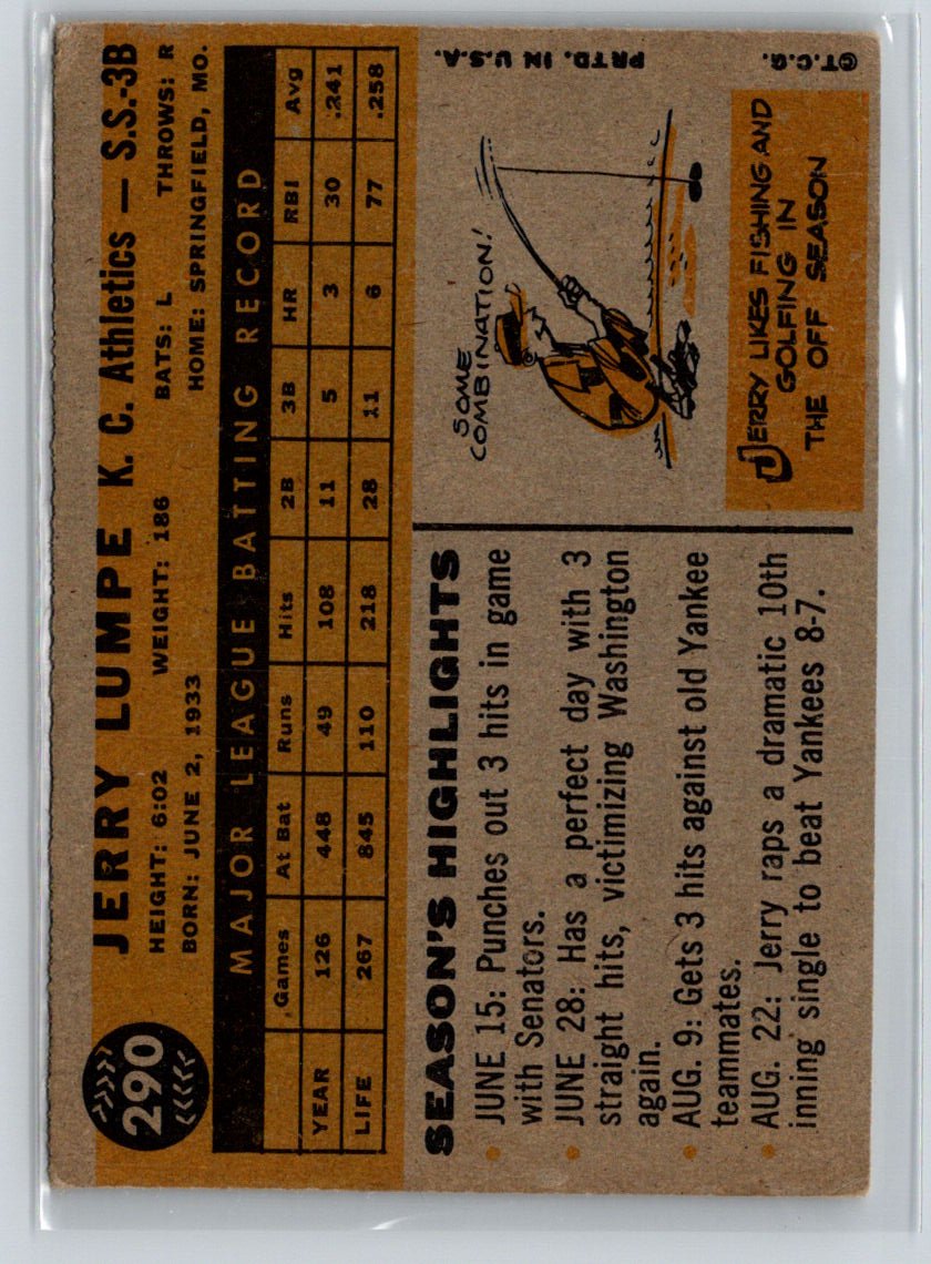 1960 Topps #290 Jerry Lumpe X36