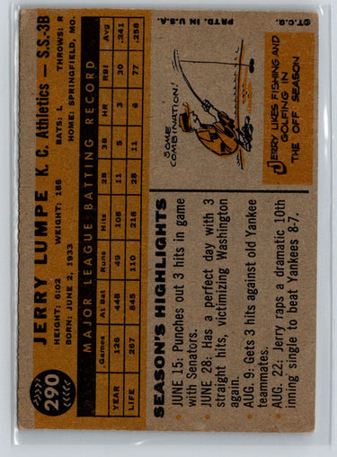 1960 Topps #290 Jerry Lumpe X36