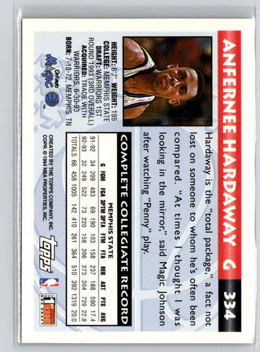 1993-94 Topps #334 Anfernee Hardaway X37