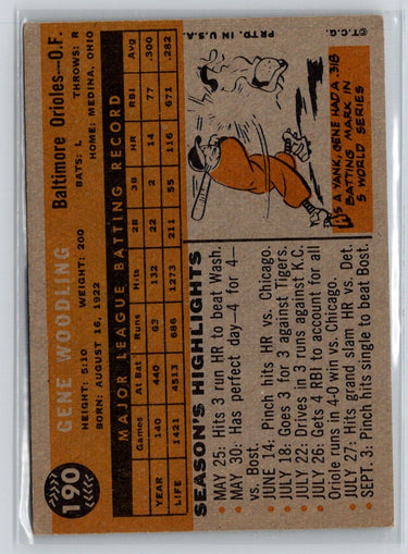1960 Topps #190 Gene Woodling X38