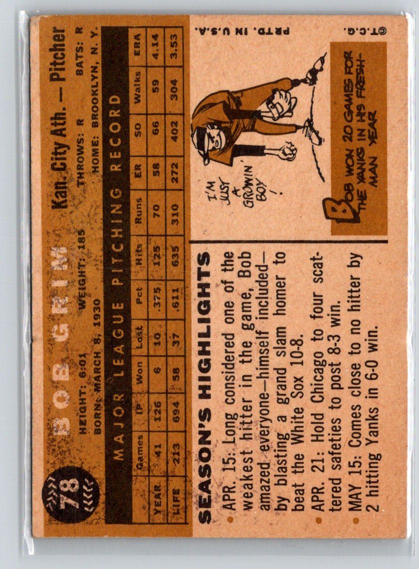 1960 Topps #78 Bob Grim X38