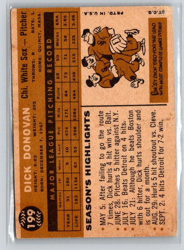 1960 Topps #199 Dick Donovan X38