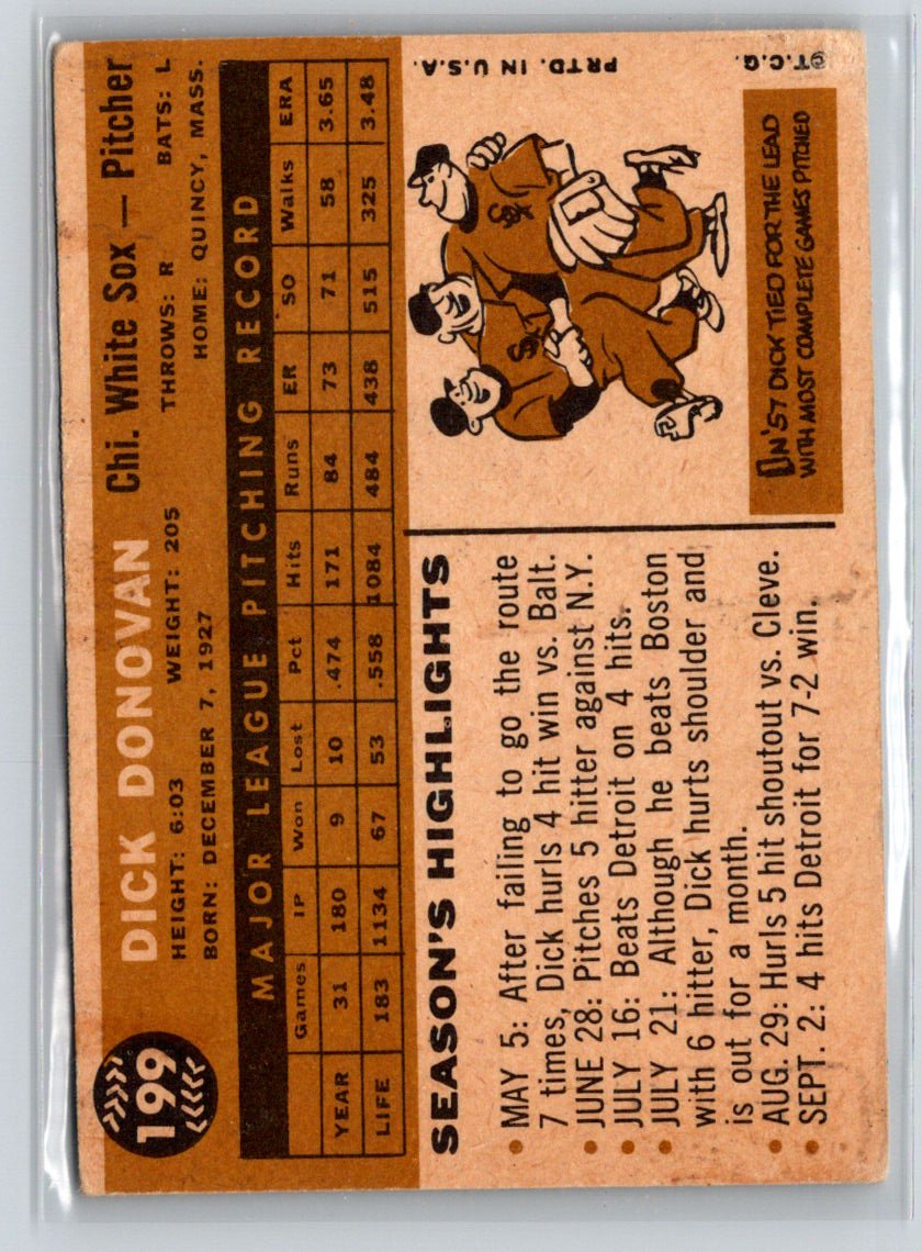 1960 Topps #199 Dick Donovan X38