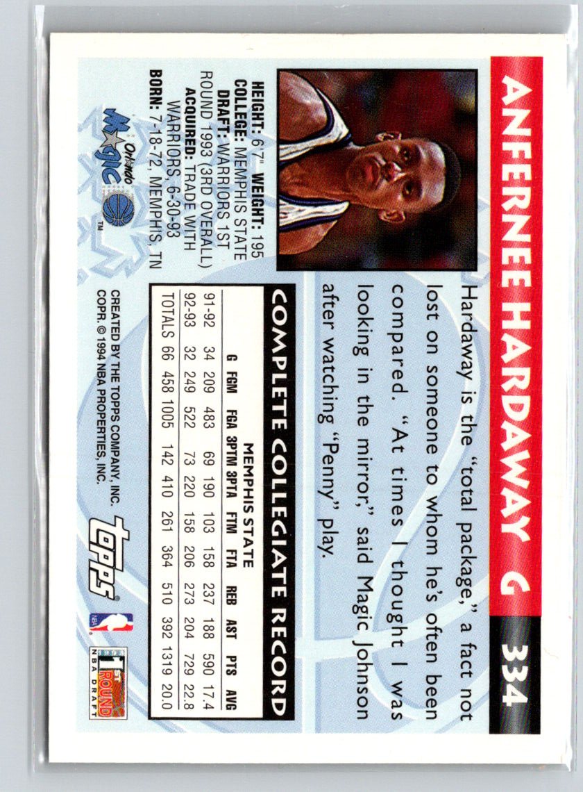 1993-94 Topps #334 Anfernee Hardaway X39