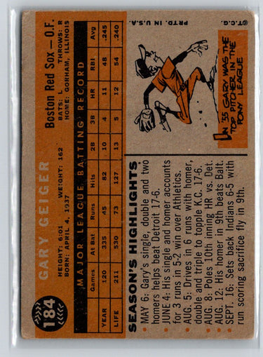 1960 Topps #184 Gary Geiger X39