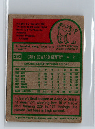 1975 Topps #393 Gary Gentry X39