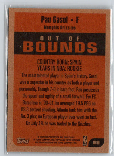 2001-02 Topps Heritage #OO10 Pau Gasol Out of Bounds X41