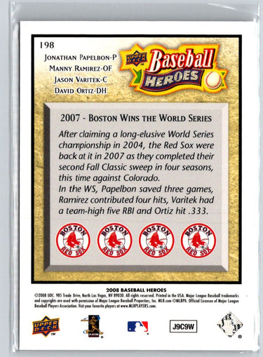 2008 Upper Deck Baseball Heroes #198 Papelbon / Ramirez / Varitek / Ortiz X41