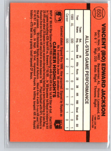 1990 Donruss #650d Bo Jackson X41