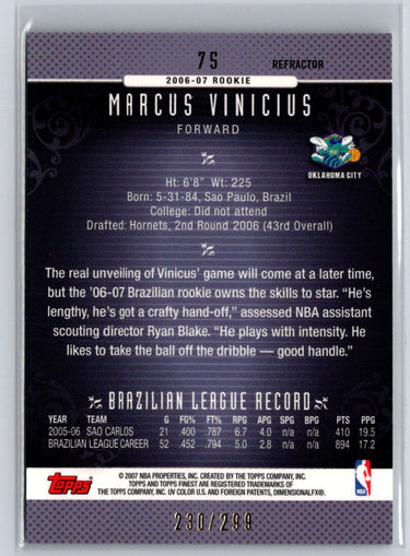 2006-07 Finest #75 Marcus Vinicius Refractors Blue #/299 X42