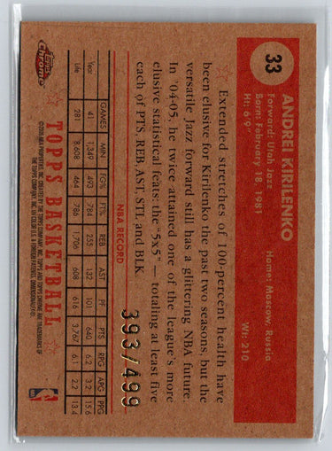 2005-06 Topps 1952 Style #33 Andrei Kirilenko Chrome #/499 X42