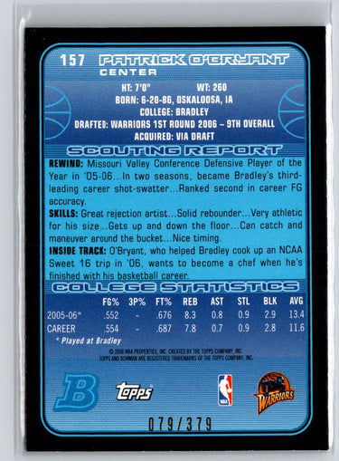 2006-07 Bowman #157 Patrick O'Bryant Silver #/379 X42