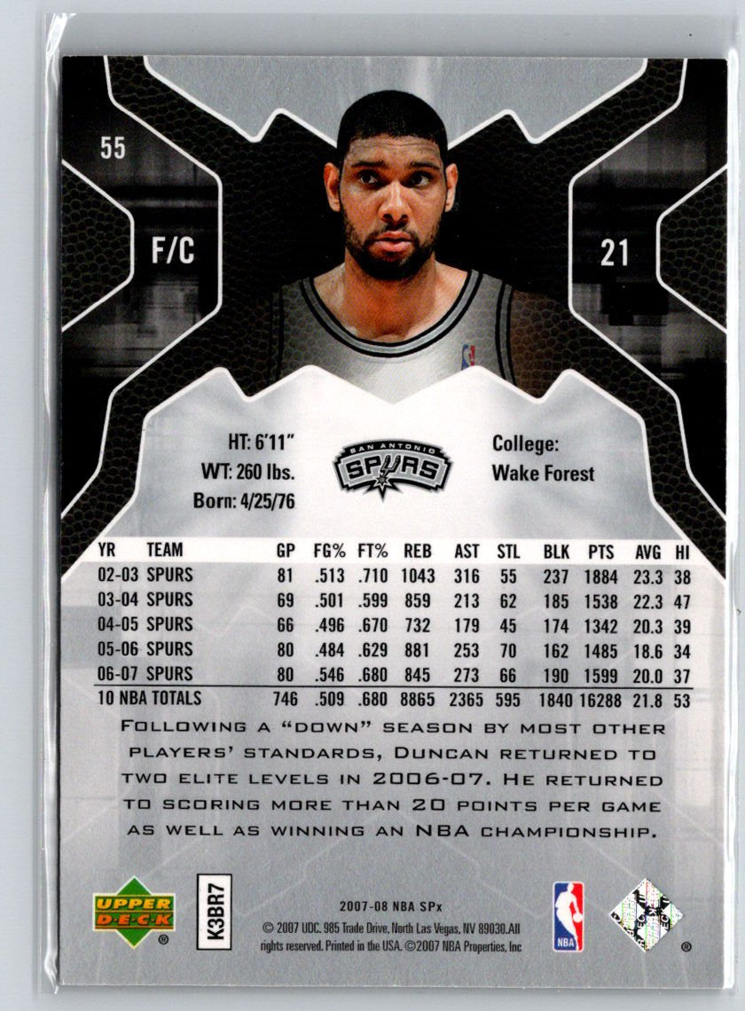 2007-08 SPx #55 Tim Duncan X43