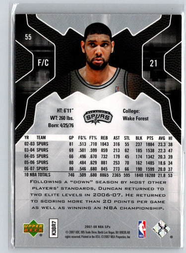 2007-08 SPx #55 Tim Duncan X43