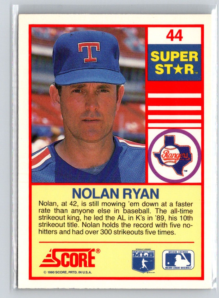 1990 Score 100 Superstars #44 Nolan Ryan X43
