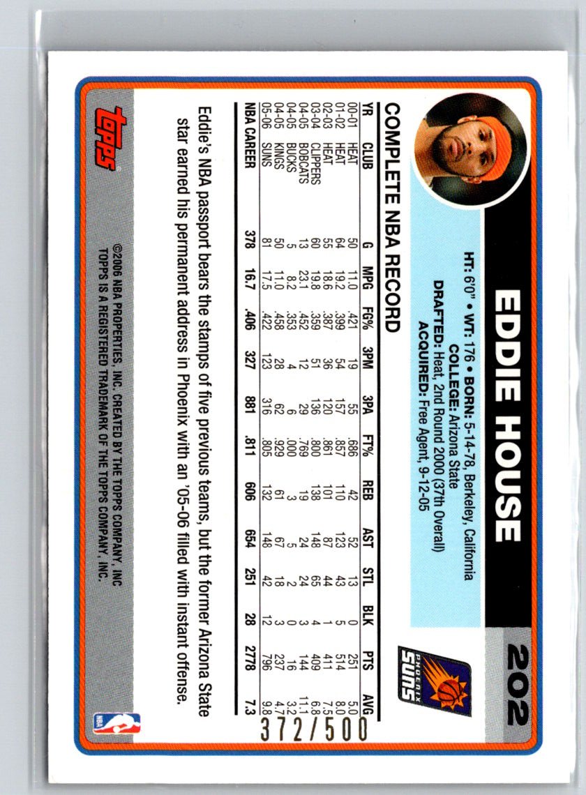 2006-07 Topps #202 Eddie House Gold #/500 X43