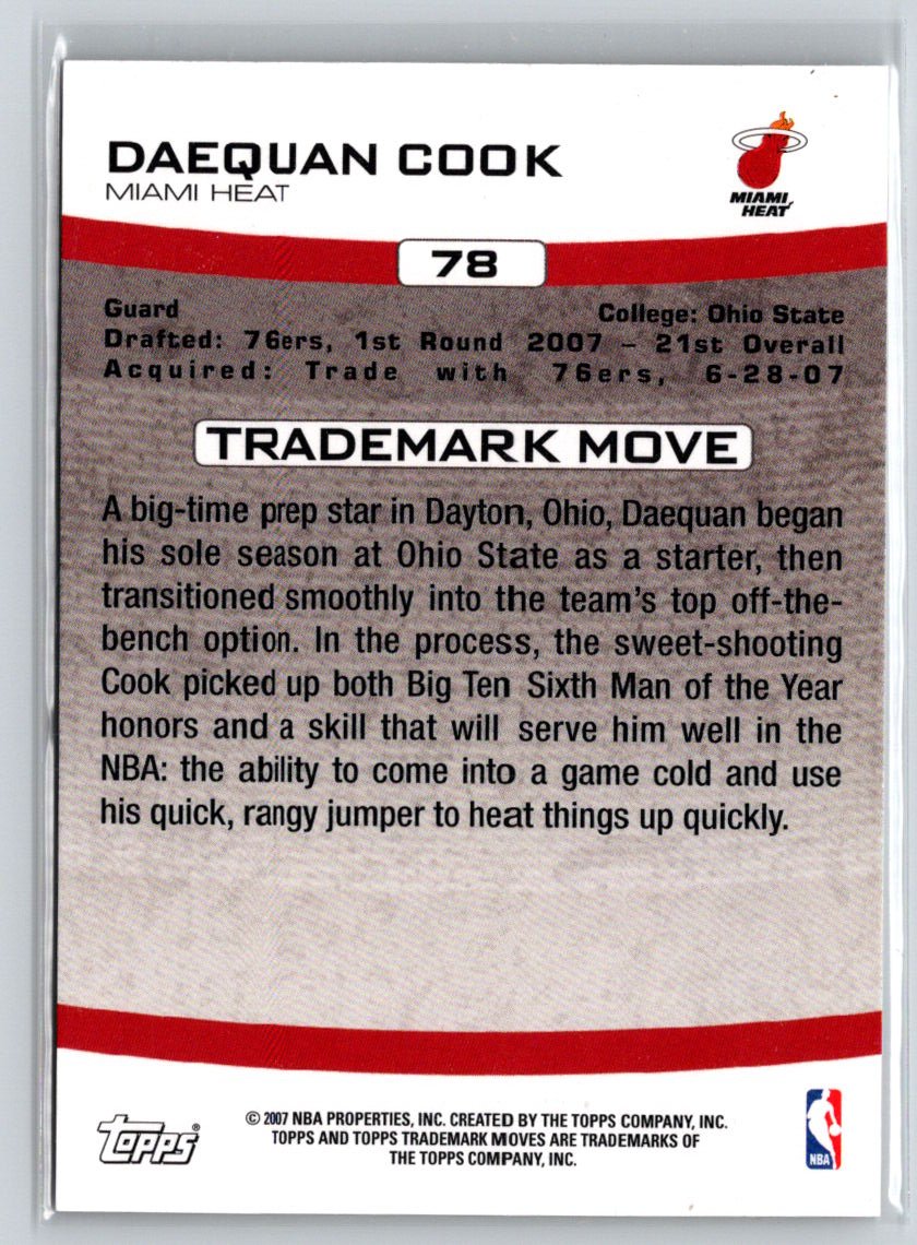 2007-08 Topps Trademark Moves #78 Daequan Cook #/1999 X44