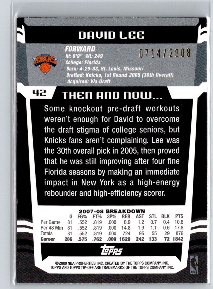 2008-09 Topps Tipoff #42 David Lee Red #/2008 X44