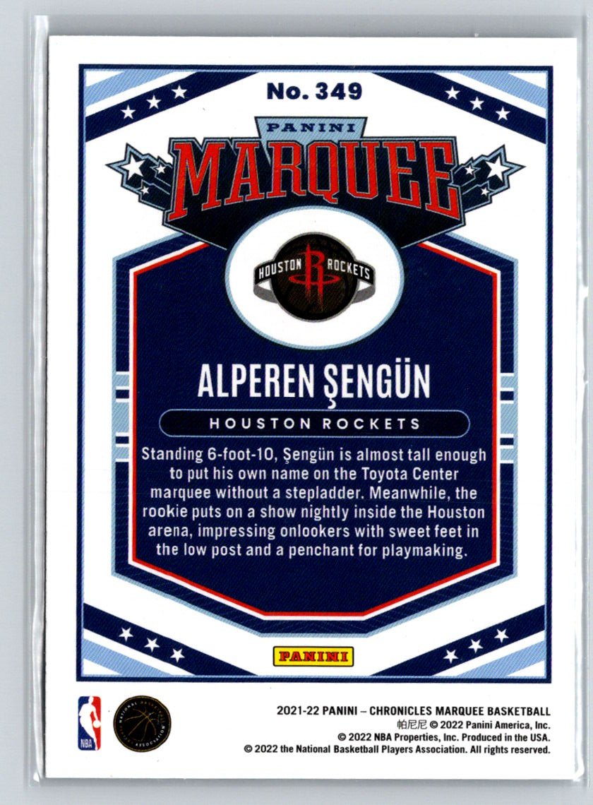 2021-22 Panini Chronicles #349 Alperen Sengun X44