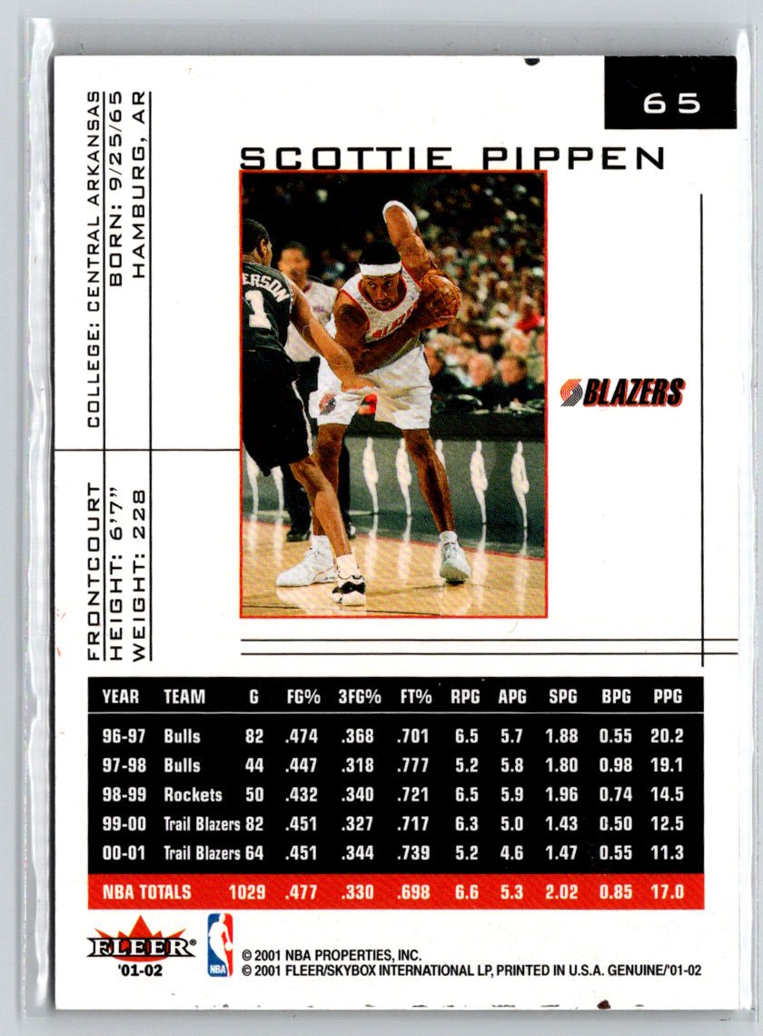 2001-02 Fleer Genuine #65 Scottie Pippen X44