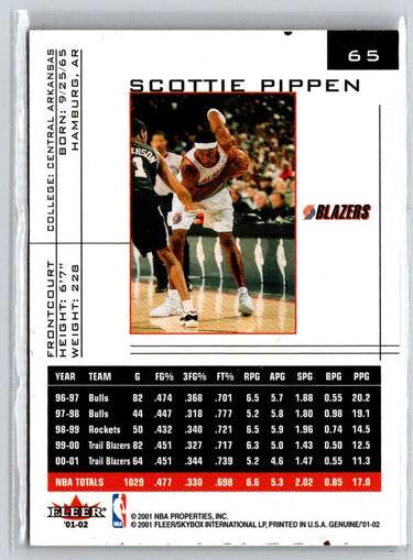 2001-02 Fleer Genuine #65 Scottie Pippen X44