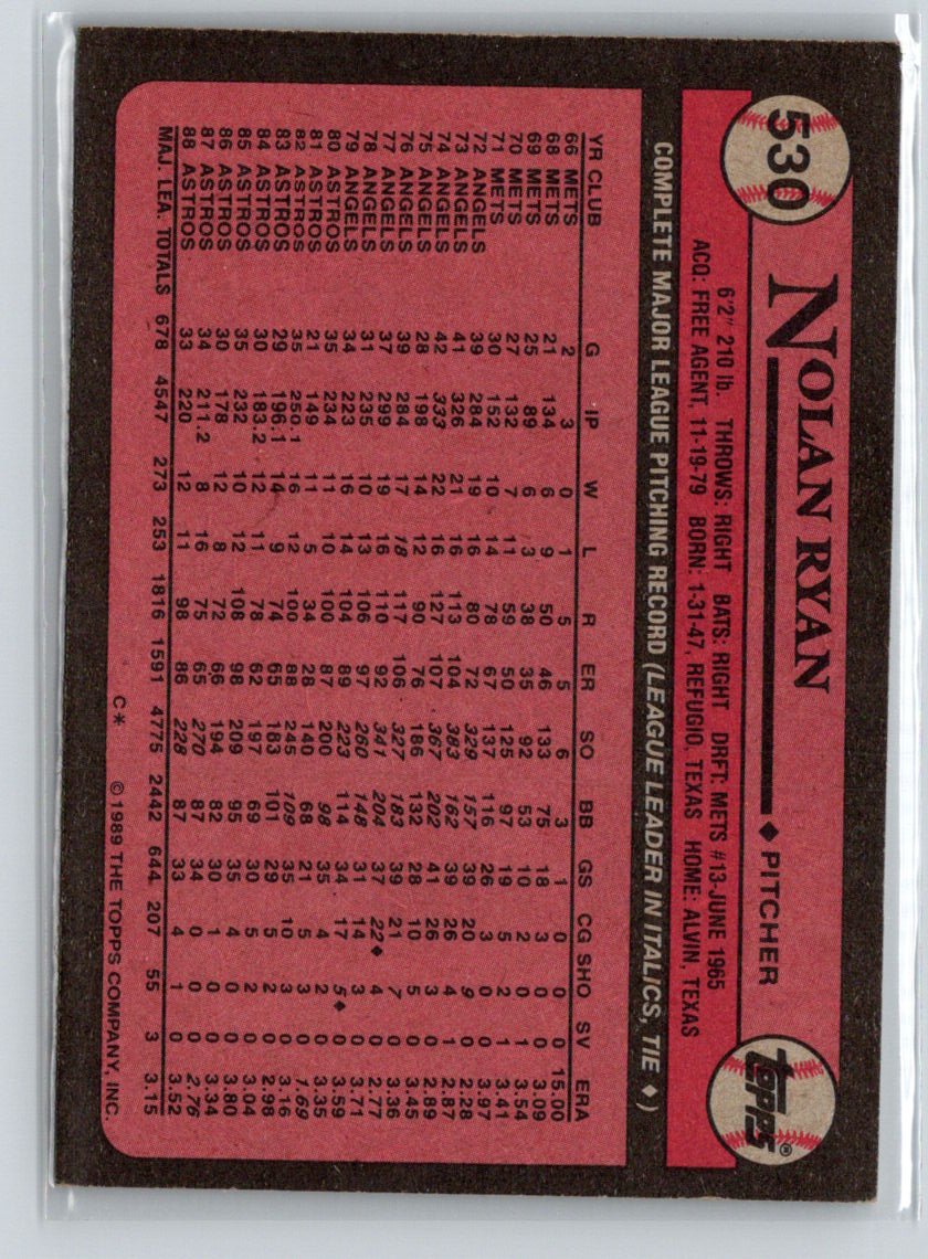 1989 Topps #530 Nolan Ryan X45