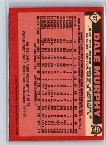 1986 O-Pee-Chee #197 Dale Murphy X45