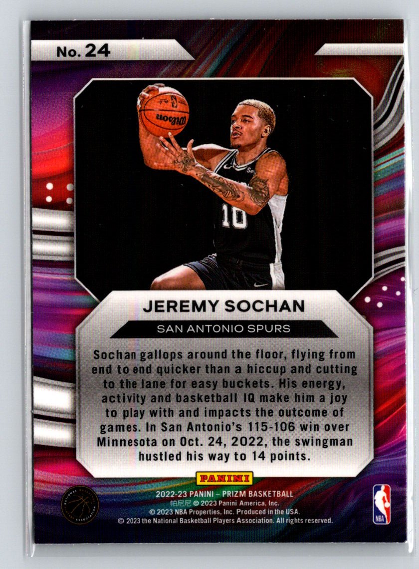 2022-23 Panini Prizm #24 Jeremy Sochan Instant Impact X45