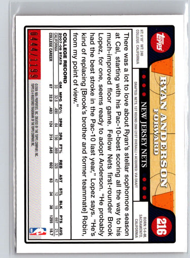 2008-09 Topps #216 Ryan Anderson Orange #/1199 X45