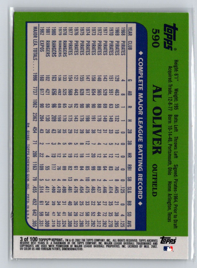 2002 Topps Archives Reserve #3 Al Oliver X46