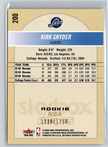 2004-05 Hoops #200 Kirk Snyder #/1750 X46