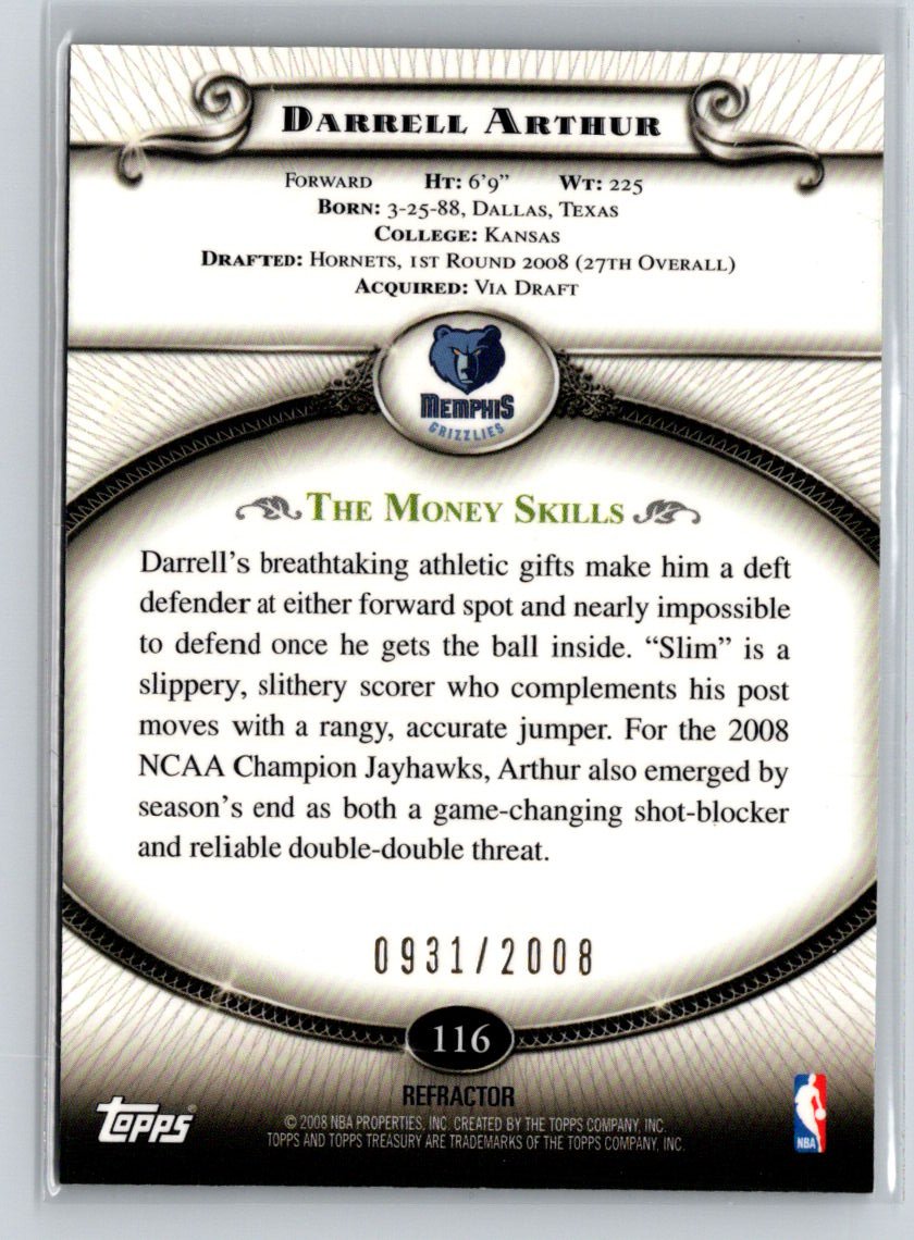 2008-09 Topps Treasury #116 Darrell Arthur Refractors Bronze #/2008 X46