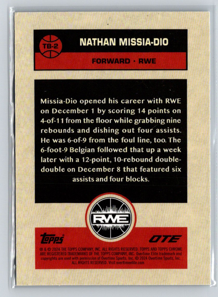 2023-24 Topps Chrome Overtime Elite #TB-2 Nathan Missia-Dio 1976 Topps X47