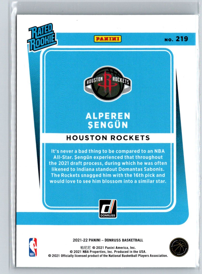 2021-22 Donruss #219 Alperen Sengun Rated Rookies Signatures Holo Teal Laser X47