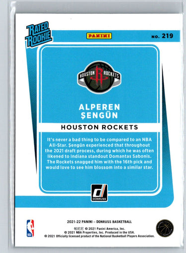 2021-22 Donruss #219 Alperen Sengun Rated Rookies Signatures Holo Teal Laser X47