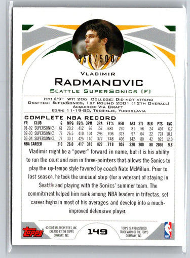 2004-05 Topps #149 Vladimir Radmanovic Black #/500 X47