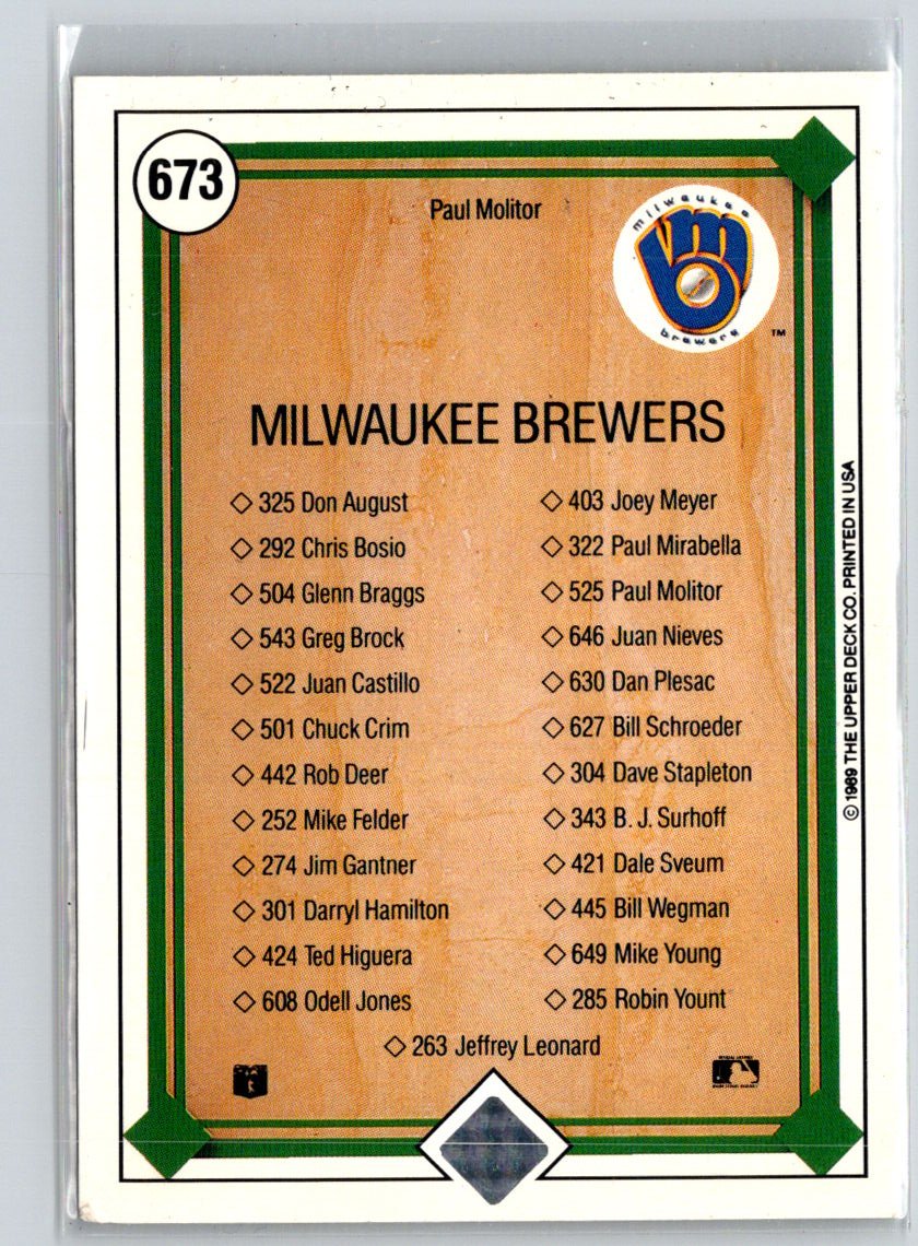1989 Upper Deck #673 Paul Molitor X47