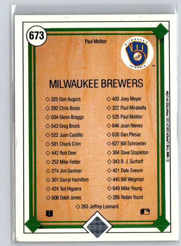 1989 Upper Deck #673 Paul Molitor X47