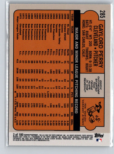 2002 Topps Archives Reserve #2 Gaylord Perry X47