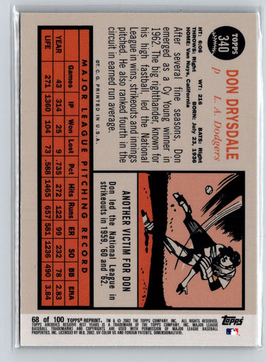 2002 Topps Archives Reserve #68 Don Drysdale X48