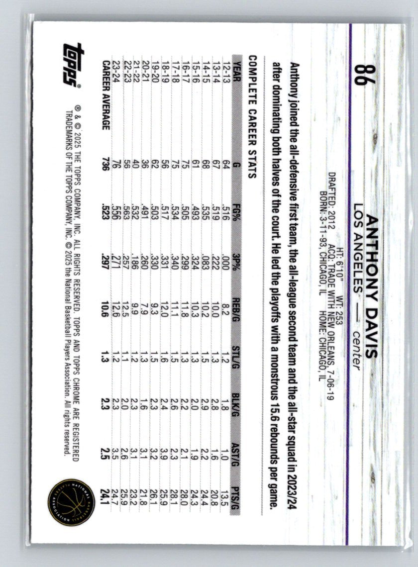 2024-25 Topps Chrome #86 Anthony Davis X48