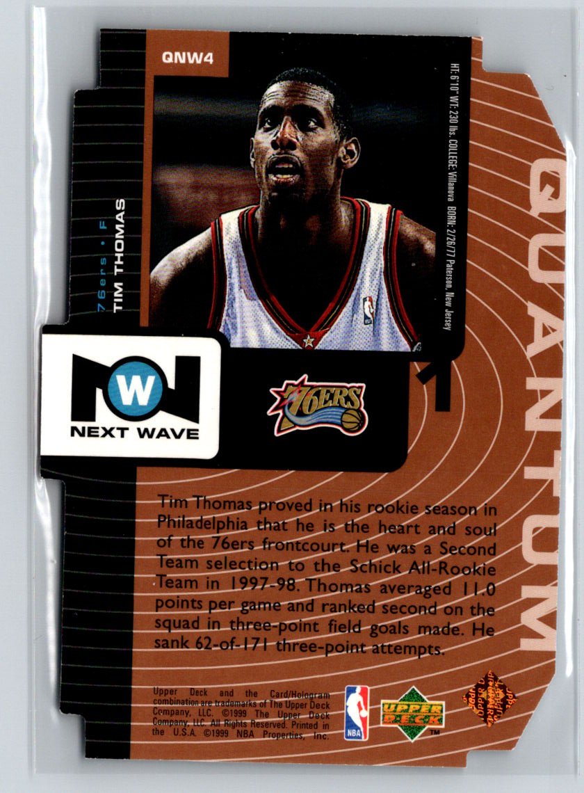 1998-99 Upper Deck #QNW4 Tim Thomas Next Wave Tier 1 (Quantum Bronze) #/1500 X48