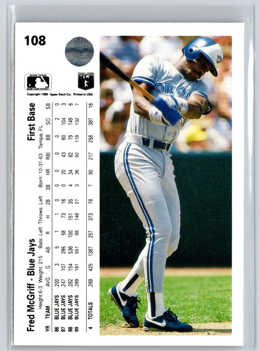 1990 Upper Deck #108b Fred McGriff X48
