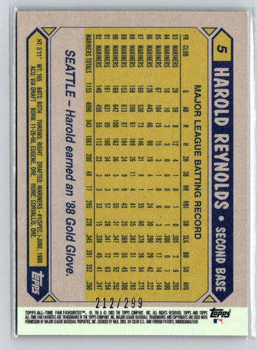 2003 Topps All-Time Fan Favorites #5 Harold Reynolds Refractors #/299 X48