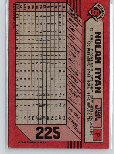 1989 Bowman #225 Nolan Ryan X48