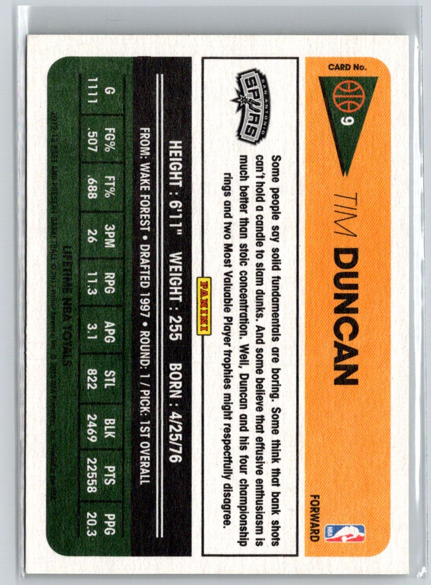 2012-13 Panini Past & Present #9 Tim Duncan X49